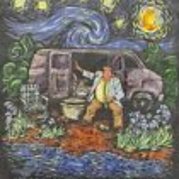 SNL VAN GOGH Matt Foley Chris Farley STARRY NIGHT t-shirt men M Port and Co - Picture 1 of 1